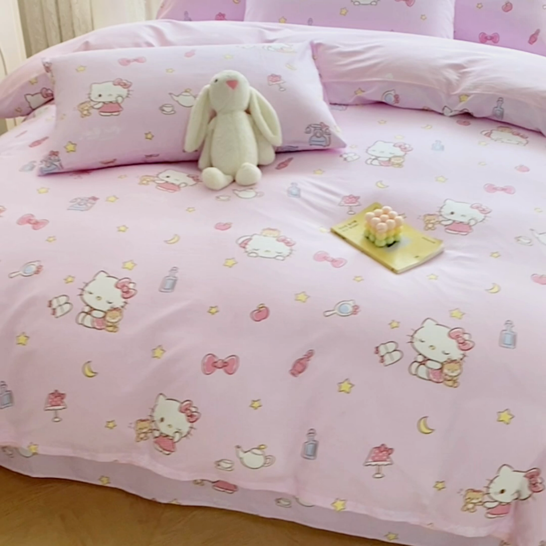 91家纺网 家纺一手货源 找家纺 爱丽丝 2025新款正版授权三丽鸥全棉40支13372单被套 美美凯蒂