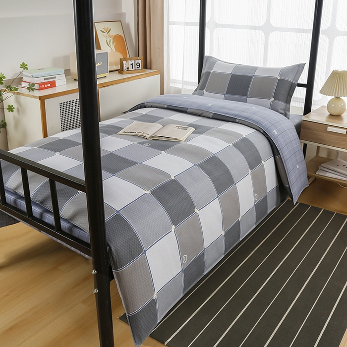 91家纺网 家纺一手货源 找家纺 乐旗 2025新款全棉12868学生宿舍三件套纯棉六件套装 思维空间