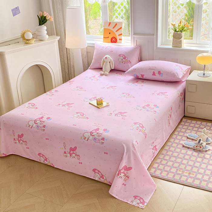 91家纺网 家纺一手货源 找家纺 爱丽丝 2025新款正版授权三丽鸥全棉单床单 童趣美乐蒂