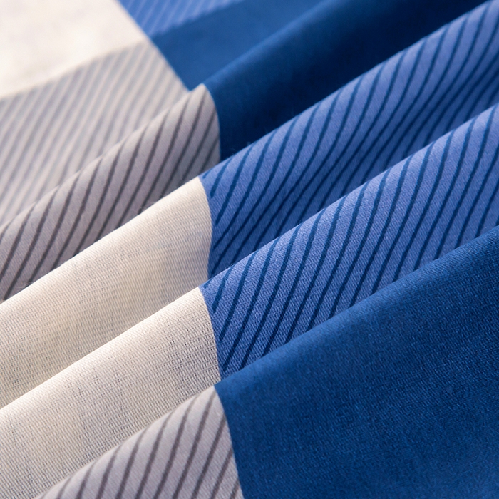 91家纺网 家纺一手货源 找家纺 乐旗 2025新款全棉12868学生宿舍三件套纯棉六件套装 蓝大格