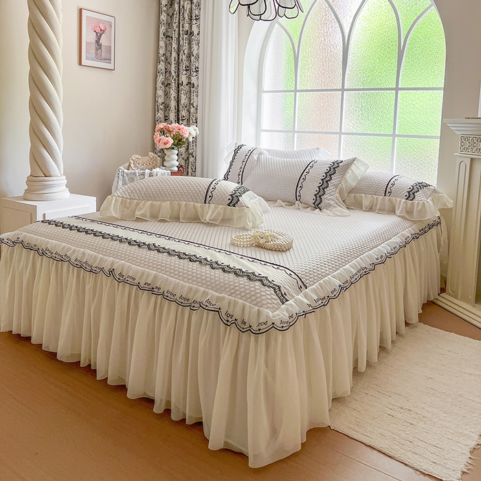 91家纺网 家纺一手货源 找家纺 网红馆（ck家纺） 2025新款凉豆豆床裙款凉席三件套-露茜公主 露茜公主-灰