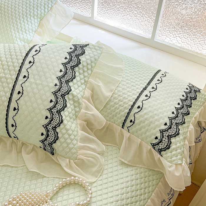 91家纺网 家纺一手货源 找家纺 网红馆（ck家纺） 2025新款凉豆豆床裙款凉席三件套-露茜公主 露茜公主-绿