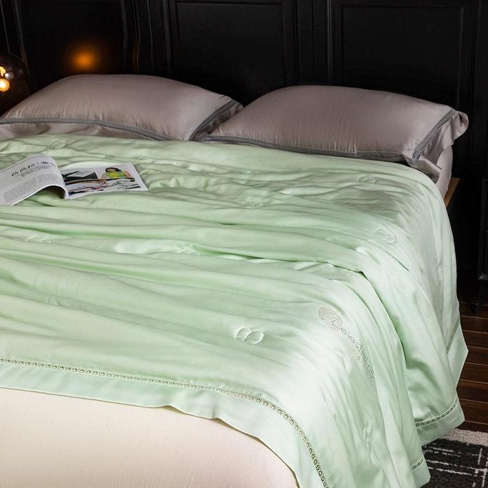 91家纺网 家纺一手货源 找家纺 被靠被 2025新款可水洗蚕丝夏被-莱德 莱德-水绿