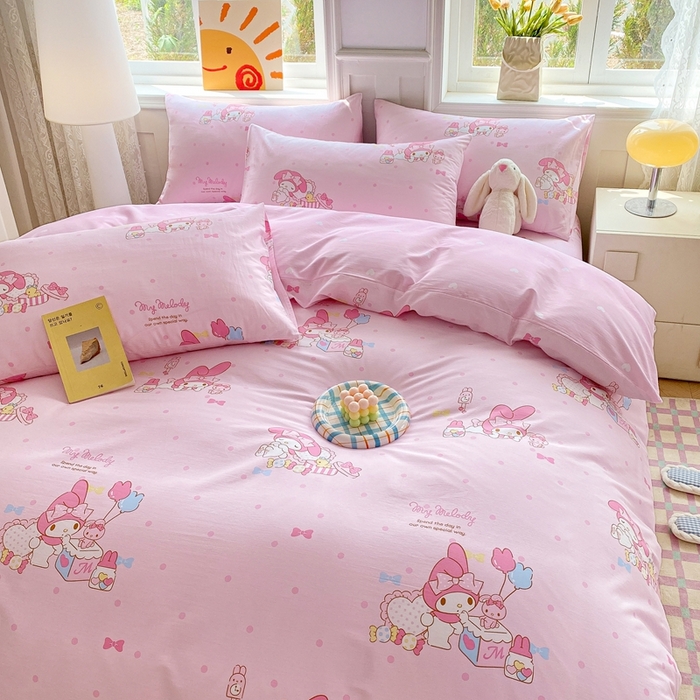 91家纺网 家纺一手货源 找家纺 爱丽丝 2025新款正版授权三丽鸥全棉40支13372单被套 童趣美乐蒂