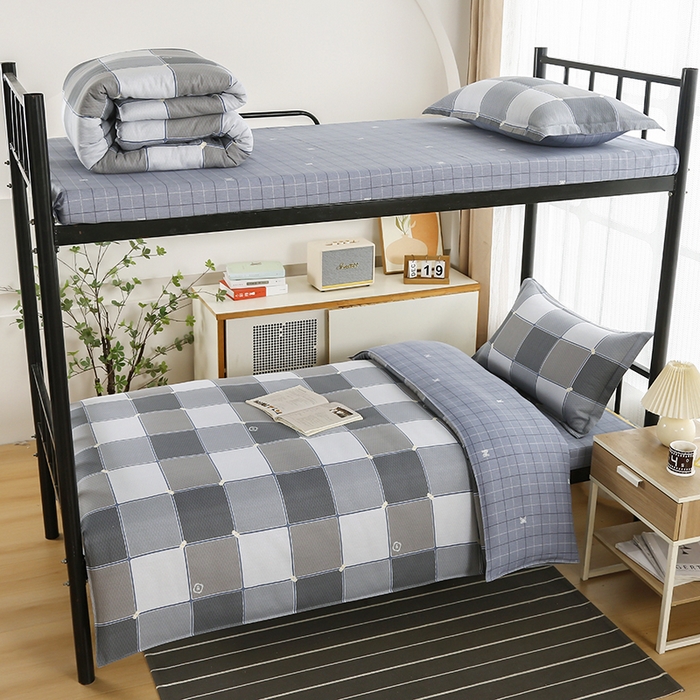 91家纺网 家纺一手货源 找家纺 乐旗 2025新款全棉12868学生宿舍三件套纯棉六件套装 思维空间