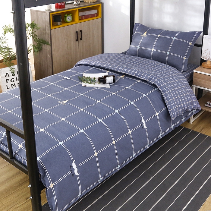 91家纺网 家纺一手货源 找家纺 乐旗 2025新款全棉12868学生宿舍三件套纯棉六件套装 时尚先生