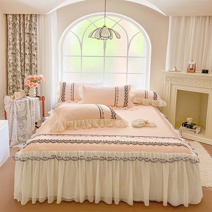 91家纺网 家纺一手货源 找家纺 （总）网红馆（ck家纺） 2025新款凉豆豆床裙款凉席三件套-露茜公主