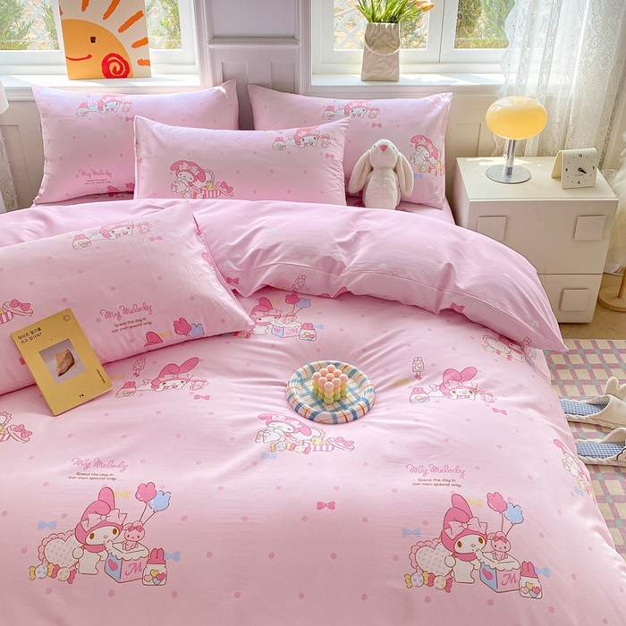 91家纺网 家纺一手货源 找家纺 爱丽丝 2025新款正版授权三丽鸥全棉四件套 童趣美乐蒂