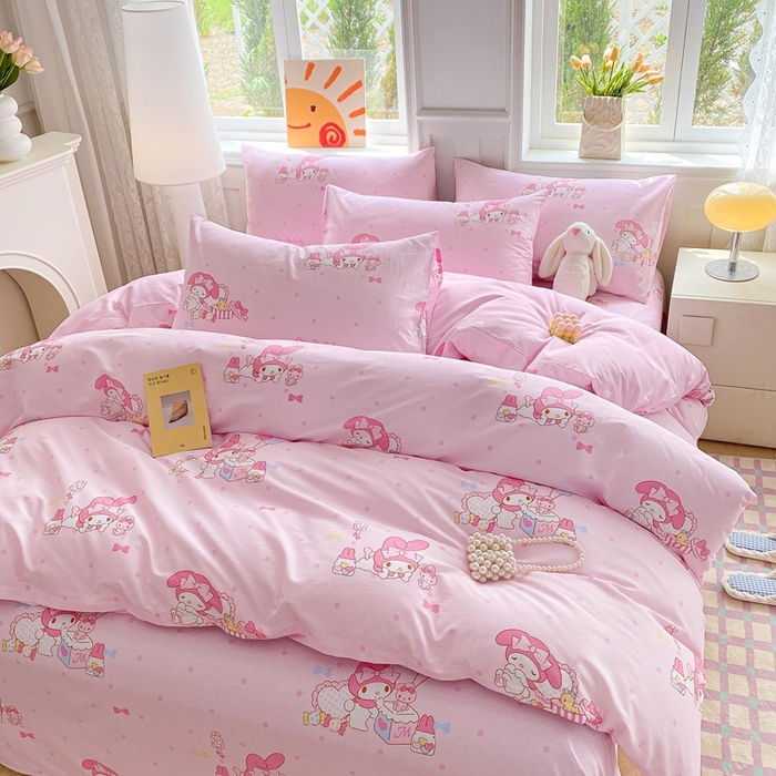 91家纺网 家纺一手货源 找家纺 爱丽丝 2025新款正版授权三丽鸥全棉四件套 童趣美乐蒂