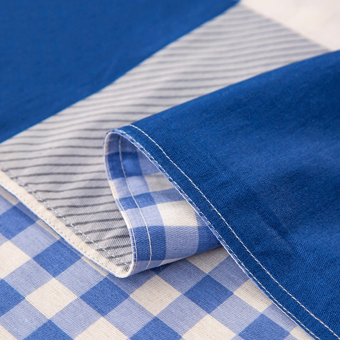 91家纺网 家纺一手货源 找家纺 乐旗 2025新款全棉12868学生宿舍三件套纯棉六件套装 蓝大格