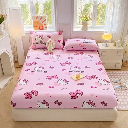 91家纺网 家纺一手货源 找家纺 爱丽丝 2025新款正版授权三丽鸥全棉单床笠 开心凯蒂