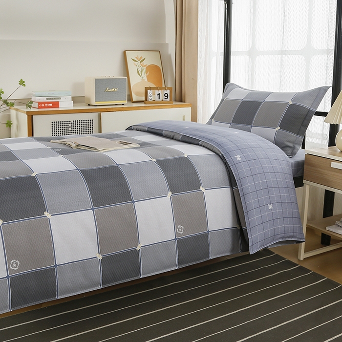 91家纺网 家纺一手货源 找家纺 乐旗 2025新款全棉12868学生宿舍三件套纯棉六件套装 思维空间