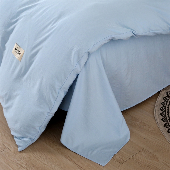 91家纺网 家纺一手货源 找家纺 优米家纺 2025新款水洗亲肤磨毛四件套 天空蓝