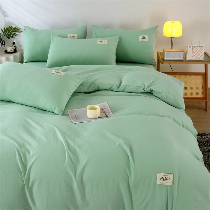 91家纺网 家纺一手货源 找家纺 优米家纺 2025新款水洗亲肤磨毛四件套 珊瑚绿