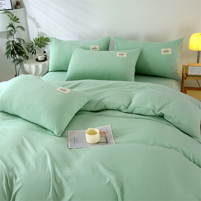 91家纺网 家纺一手货源 找家纺 优米家纺 2025新款水洗亲肤磨毛四件套 珊瑚绿