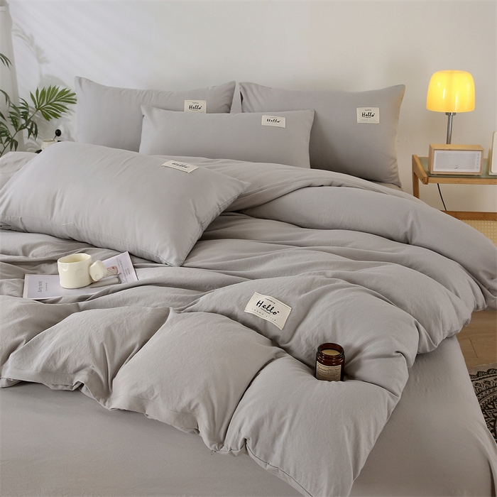 91家纺网 家纺一手货源 找家纺 优米家纺 2025新款水洗亲肤磨毛四件套 绅士灰