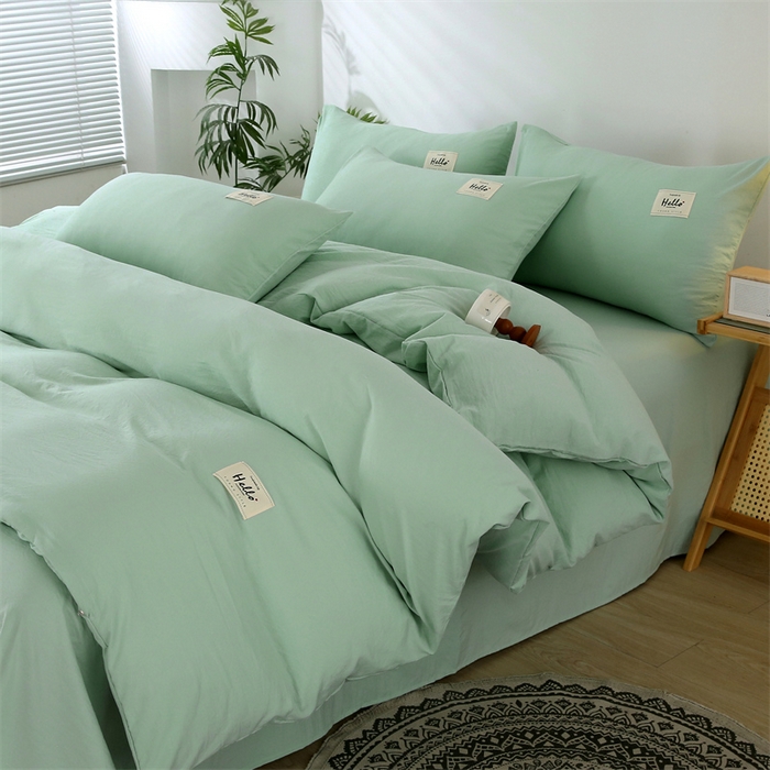 优米家纺 2025新款水洗亲肤磨毛四件套 珊瑚绿