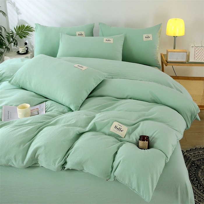 91家纺网 家纺一手货源 找家纺 优米家纺 2025新款水洗亲肤磨毛四件套 珊瑚绿