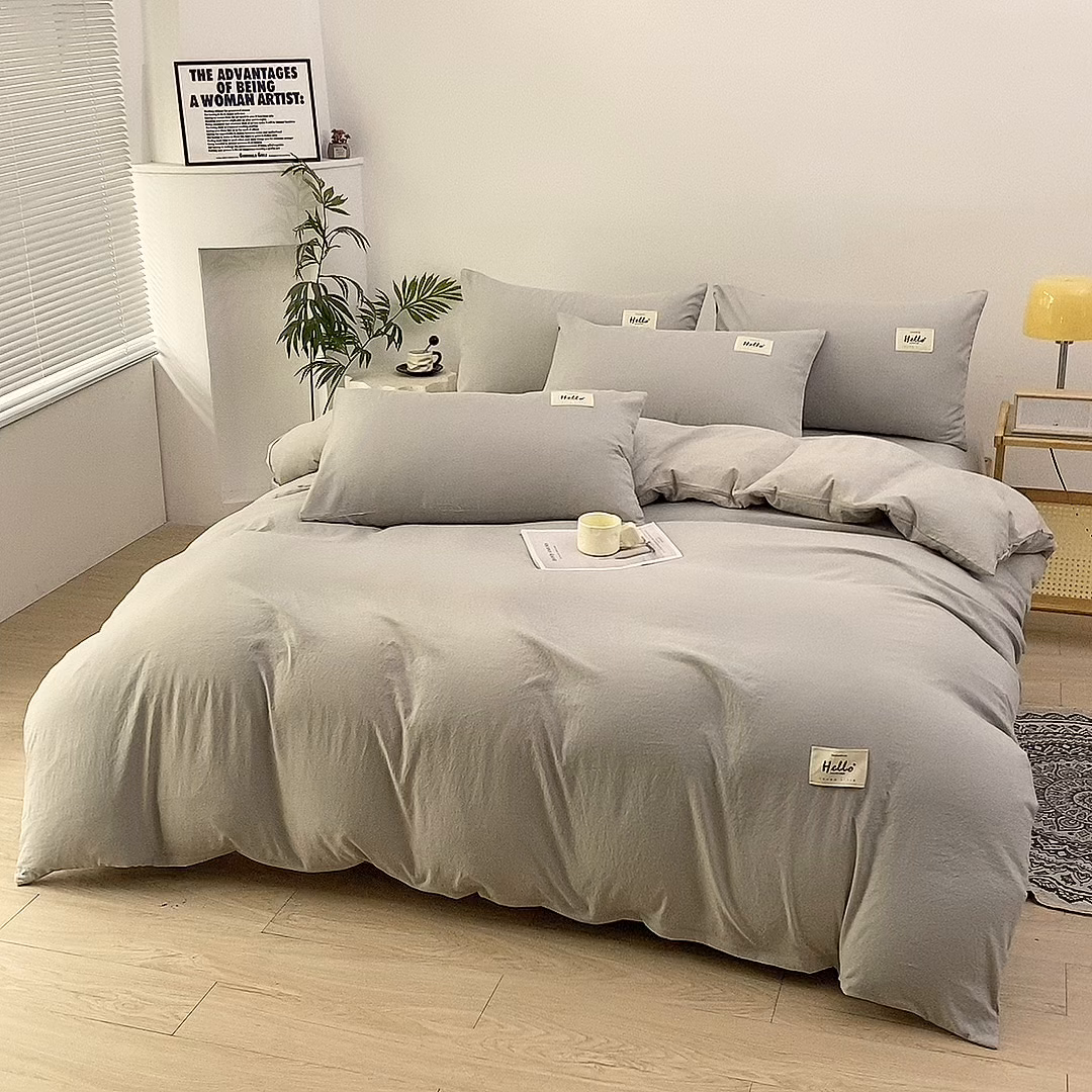 91家纺网 家纺一手货源 找家纺 优米家纺 2025新款水洗亲肤磨毛四件套 绅士灰