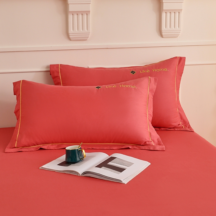 91家纺网 家纺一手货源 找家纺 （总）宇彬家纺 2025直播热新款13374全棉母婴级压线一字绣宽边被套纯色刺绣四件套贡缎新疆长绒字母轻奢