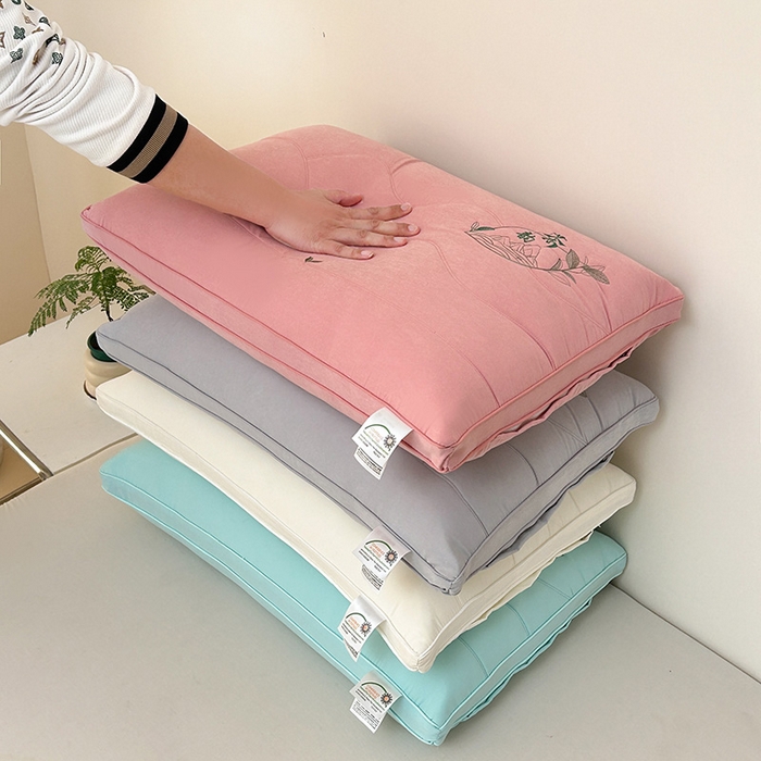 91家纺网 家纺一手货源 找家纺 宇诺家纺 2025新款亲肤纯色茶韵枕枕头枕芯 组合图