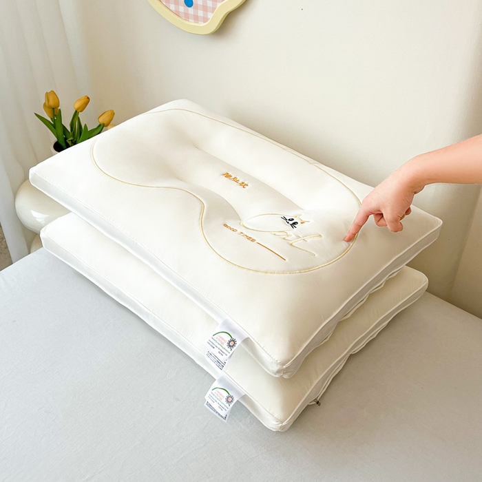 91家纺网 家纺一手货源 找家纺 宇诺家纺 2025新款猫肚枕头枕芯 白色