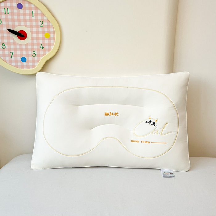 91家纺网 家纺一手货源 找家纺 宇诺家纺 2025新款猫肚枕头枕芯 白色