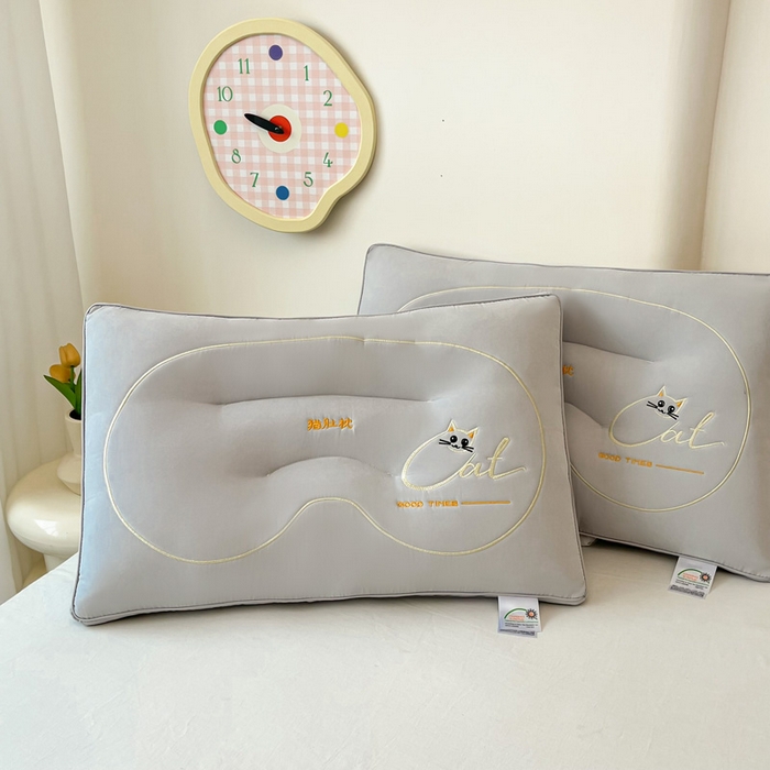 91家纺网 家纺一手货源 找家纺 宇诺家纺 2025新款猫肚枕头枕芯 灰色