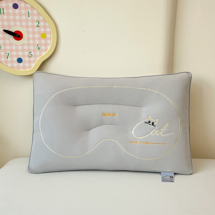 91家纺网 家纺一手货源 找家纺 宇诺家纺 2025新款猫肚枕头枕芯 灰色