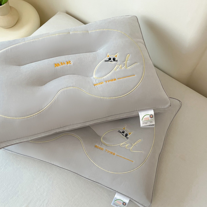 91家纺网 家纺一手货源 找家纺 宇诺家纺 2025新款猫肚枕头枕芯 灰色