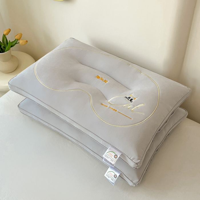 91家纺网 家纺一手货源 找家纺 宇诺家纺 2025新款猫肚枕头枕芯 灰色