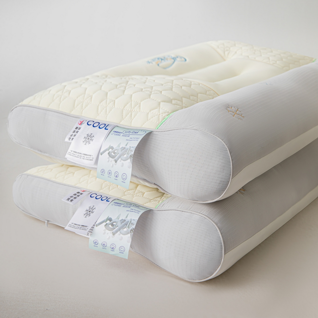 91家纺网 家纺一手货源 找家纺 宇诺家纺 2025新款冰丝牵引枕枕头枕芯 灰色