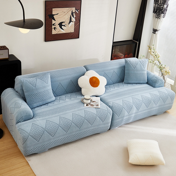丝绮鹿 2025新款菲亚沙发套（直排松紧款） 淡蓝