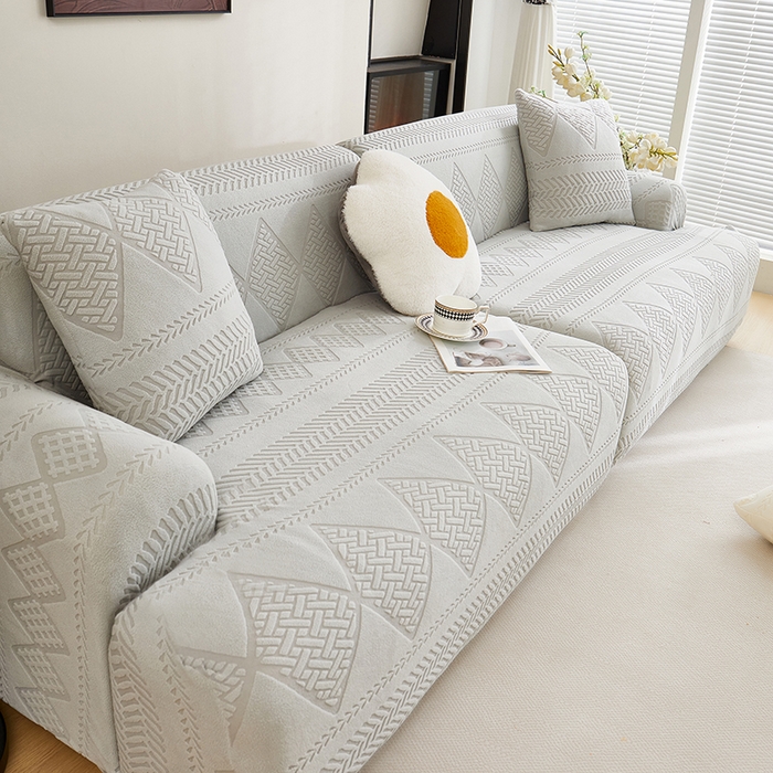 91家纺网 家纺一手货源 找家纺 丝绮鹿 2025新款菲亚沙发套（直排松紧款） 浅灰