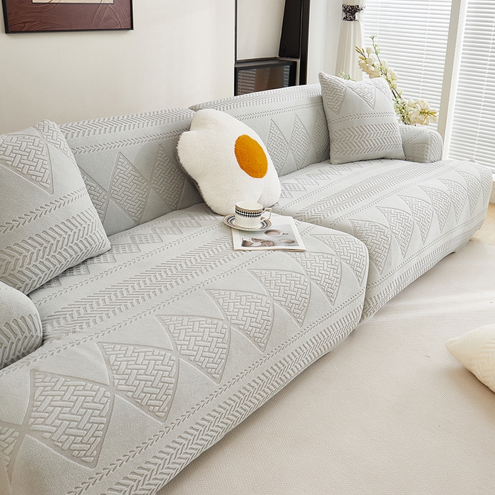 91家纺网 家纺一手货源 找家纺 丝绮鹿 2025新款菲亚沙发套（直排松紧款） 浅灰