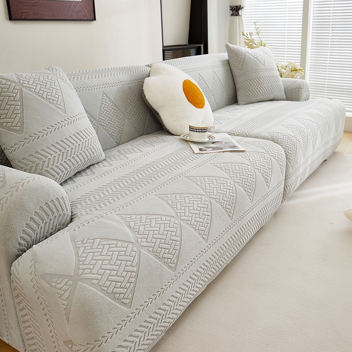 91家纺网 家纺一手货源 找家纺 丝绮鹿 2025新款菲亚沙发套（直排松紧款） 浅灰