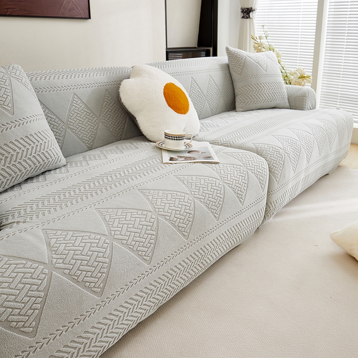 91家纺网 家纺一手货源 找家纺 丝绮鹿 2025新款菲亚沙发套（直排松紧款） 浅灰