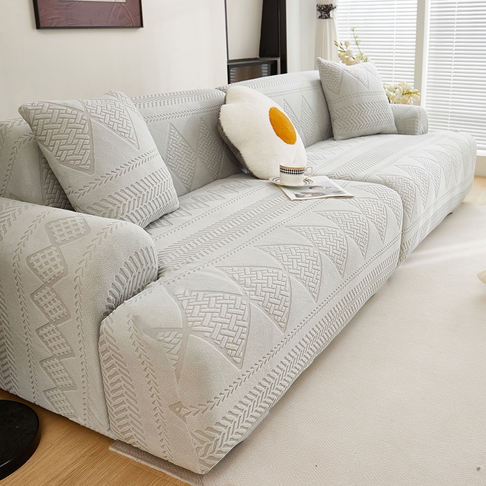 91家纺网 家纺一手货源 找家纺 丝绮鹿 2025新款菲亚沙发套（直排松紧款） 浅灰