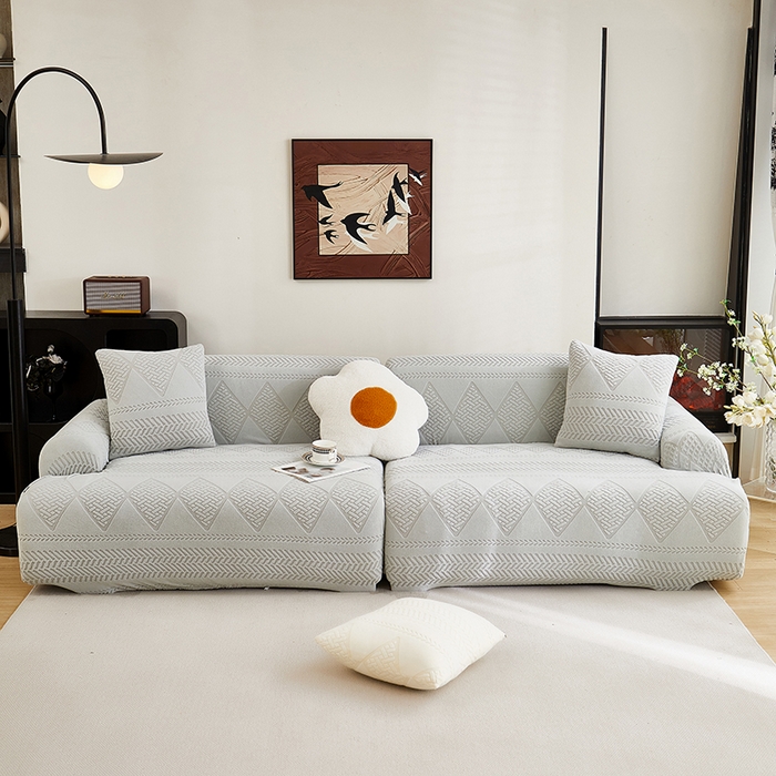 91家纺网 家纺一手货源 找家纺 丝绮鹿 2025新款菲亚沙发套（直排松紧款） 浅灰