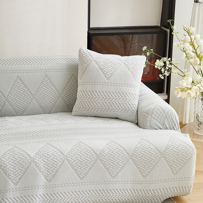 91家纺网 家纺一手货源 找家纺 丝绮鹿 2025新款菲亚沙发套（直排松紧款） 浅灰