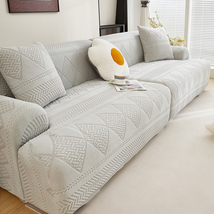 91家纺网 家纺一手货源 找家纺 丝绮鹿 2025新款菲亚沙发套（直排松紧款） 浅灰