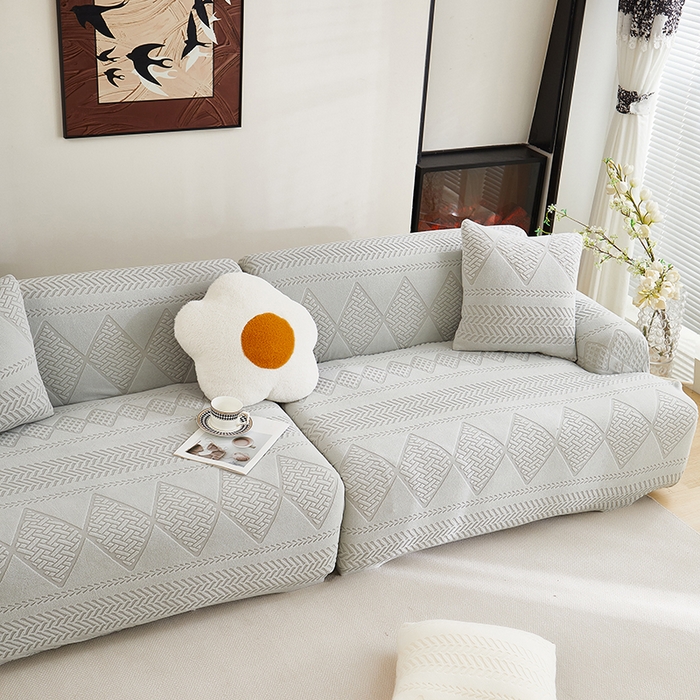 91家纺网 家纺一手货源 找家纺 丝绮鹿 2025新款菲亚沙发套（直排松紧款） 浅灰