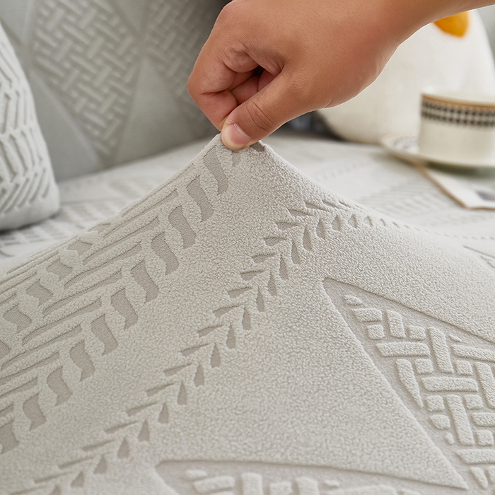 91家纺网 家纺一手货源 找家纺 丝绮鹿 2025新款菲亚沙发套（直排松紧款） 浅灰