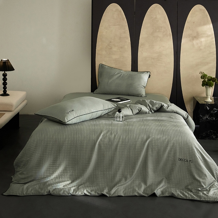 （总）群鹿蚕丝羽绒馆 2025新款天丝棉提花银线刺绣嵌条麻绳工艺-铂金简奢款四件套