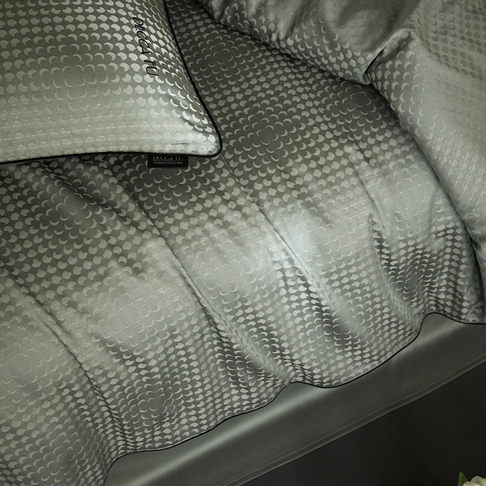 91家纺网 家纺一手货源 找家纺 （总）群鹿蚕丝羽绒馆 2025新款天丝棉提花银线刺绣嵌条麻绳工艺-铂金简奢款四件套