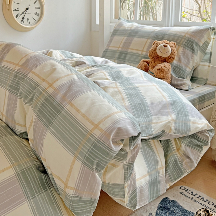 91家纺网 家纺一手货源 找家纺 耀悦家纺 2025新款学生宿舍纯棉三件套全棉四件套被套床单枕套床笠学生季 绿调柔情