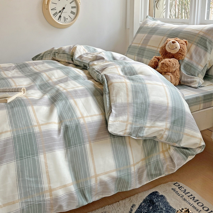 91家纺网 家纺一手货源 找家纺 耀悦家纺 2025新款学生宿舍纯棉三件套全棉四件套被套床单枕套床笠学生季 绿调柔情