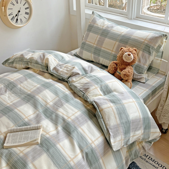 91家纺网 家纺一手货源 找家纺 耀悦家纺 2025新款学生宿舍纯棉三件套全棉四件套被套床单枕套床笠学生季 绿调柔情