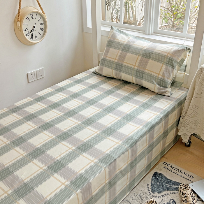 91家纺网 家纺一手货源 找家纺 耀悦家纺 2025新款学生宿舍纯棉三件套全棉四件套被套床单枕套床笠学生季 绿调柔情