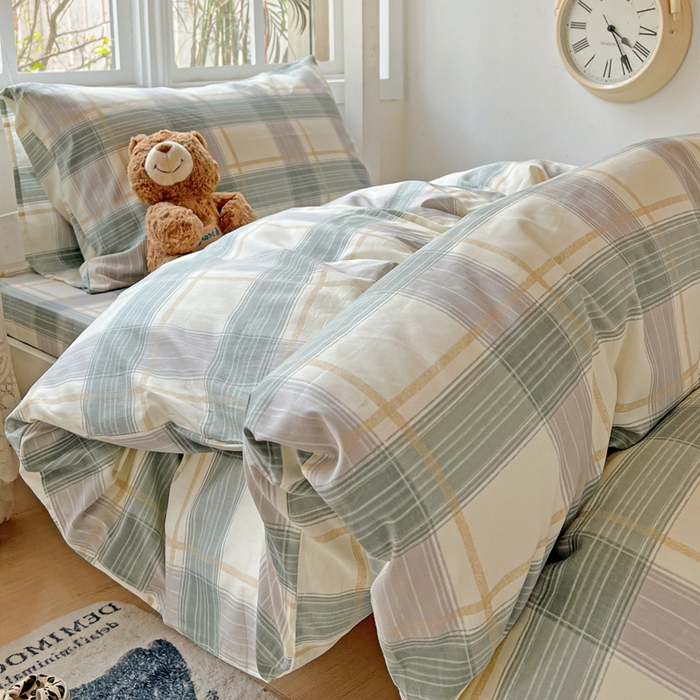 91家纺网 家纺一手货源 找家纺 耀悦家纺 2025新款学生宿舍纯棉三件套全棉四件套被套床单枕套床笠学生季 绿调柔情